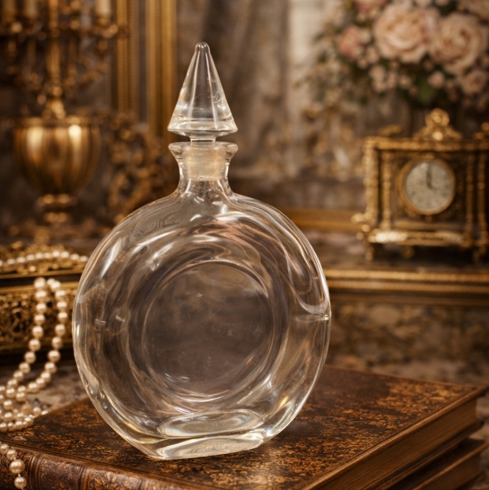 VINTAGE GUERLAIN PERFUME BOTTLE CLEAR GLASS ROUND STOPPER FRANCE